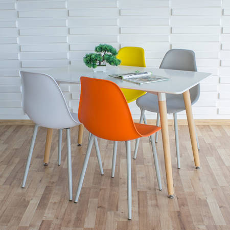 Krzesło skandynawskie nowoczesne na metalowych szarych nogach stylowe pomarańczowe YA-07 / YE-A05