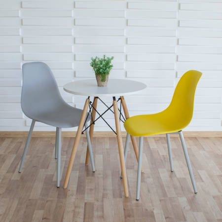 Krzesło skandynawskie nowoczesne na metalowych szarych nogach stylowe żółte YA-10 / YE-A05