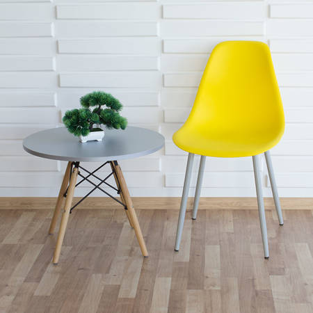 Krzesło skandynawskie nowoczesne na metalowych szarych nogach stylowe żółte YA-10 / YE-A05