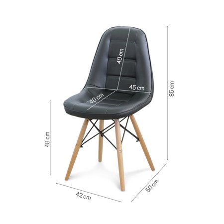 Krzesło skórzane na drewnianych nogach bukowaych z ekoskóry nowoczesne 011 Czarny