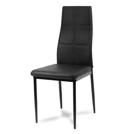 Krzesło skórzane tapicerowane ekoskóra na metalowych czarnych nogach czarne HILE-704A GT