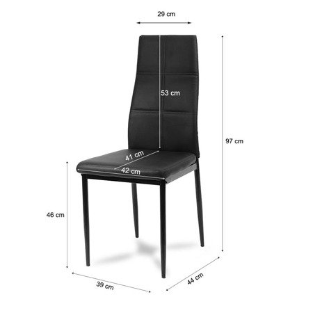 Krzesło skórzane tapicerowane ekoskóra na metalowych czarnych nogach czarne HILE-704A GT