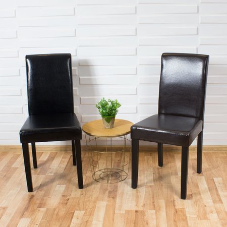 Krzesło tapicerowane ekoskóra nowoczesne do salonu na drewnianych czarnych nogach brązowe 819BR