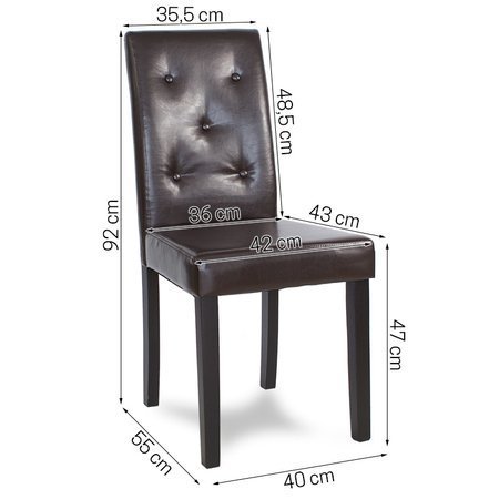 Krzesło tapicerowane ekoskóra nowoczesne do salonu na drewnianych czarnych nogach brązowe 875BR