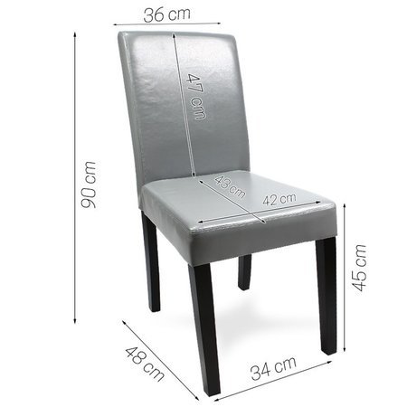 Krzesło tapicerowane ekoskóra nowoczesne do salonu na drewnianych czarnych nogach szare 819G