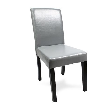 Krzesło tapicerowane ekoskóra nowoczesne do salonu na drewnianych czarnych nogach szare 819G