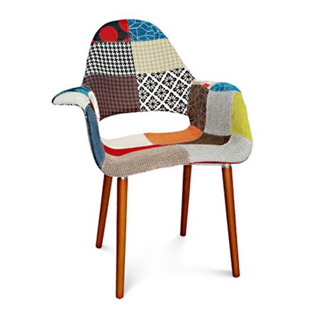 Krzesło tapicerowane na nogach wenge patchwork nowoczesne z podłokietnikami kolorowe 295