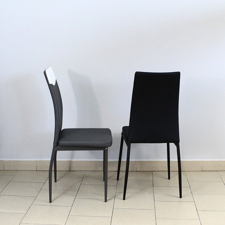 Krzesło tapicerowane skórzane ekoskóra na czarnch metalowych nogach 691 czarne