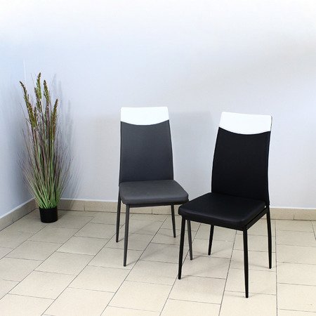 Krzesło tapicerowane skórzane ekoskóra na czarnch metalowych nogach 691 czarne