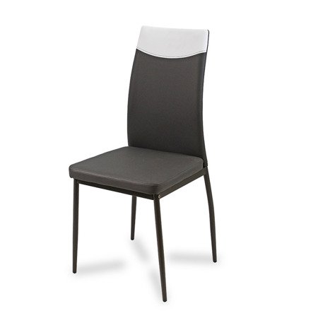 Krzesło tapicerowane skórzane ekoskóra na czarnych metalowych nogach 691 szare