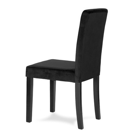 Krzesło tapicerowane welurem nowoczesne do jadalni na drewnianych czarnych nogach czarne 819V-B