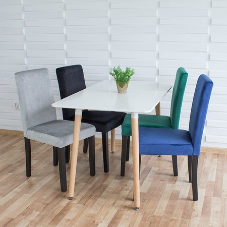 Krzesło tapicerowane welurem nowoczesne do jadalni na drewnianych czarnych nogach granatowe 819V-NB