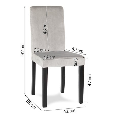 Krzesło tapicerowane welurem nowoczesne do jadalni na drewnianych czarnych nogach szare 819V-G