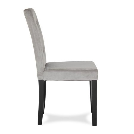Krzesło tapicerowane welurem nowoczesne do jadalni na drewnianych czarnych nogach szare 875V-G