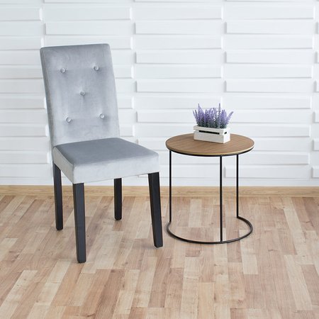 Krzesło tapicerowane welurem nowoczesne do jadalni na drewnianych czarnych nogach szare 875V-G