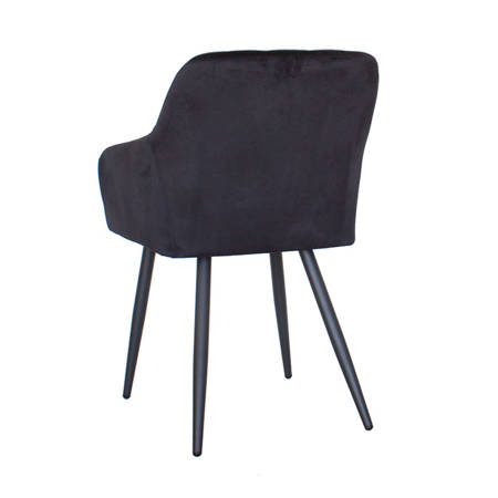 Krzesło tapicerowane welurowe do salonu 089 czarne, czarne nogi