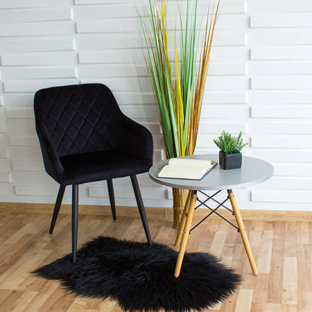 Krzesło tapicerowane welurowe do salonu 089 czarne, czarne nogi
