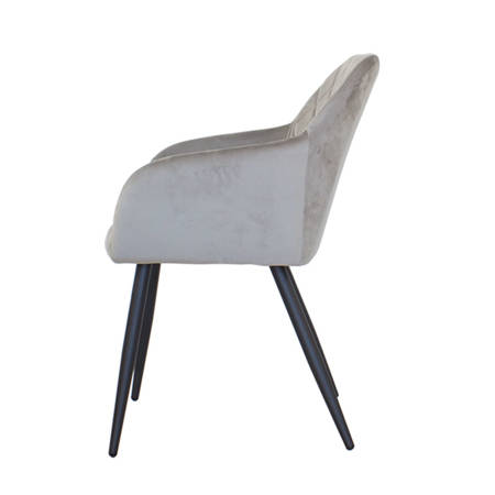 Krzesło tapicerowane welurowe do salonu 089 szare, czarne nogi
