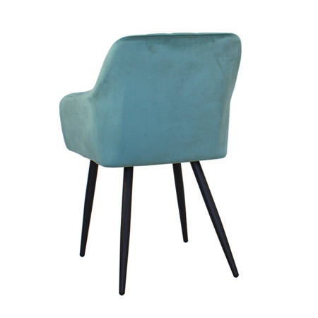 Krzesło tapicerowane welurowe do salonu 089 turkusowe, czarne nogi