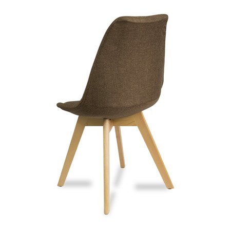 Krzesło tapicerowane z poduszką nowoczesne stylowe na drewnianych bukowych nogach brązowe 007X