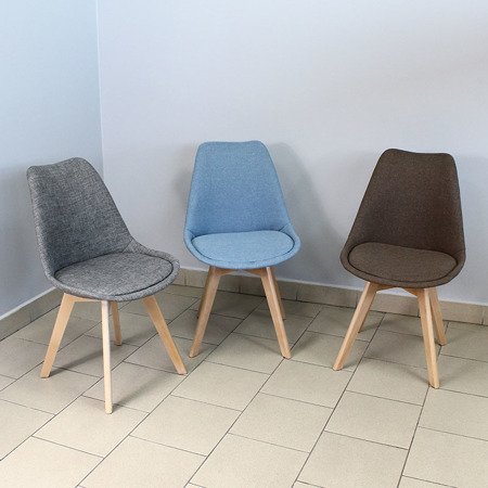 Krzesło tapicerowane z poduszką nowoczesne stylowe na drewnianych bukowych nogach brązowe 007X