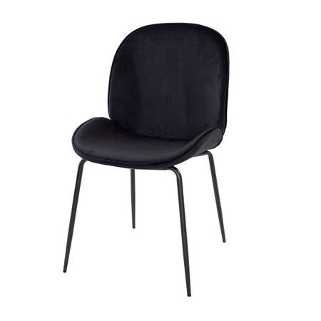 Krzesło welurowe czarne do salonu, na metalowych czarnych nogach 020 
