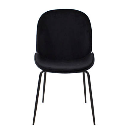 Krzesło welurowe czarne do salonu, na metalowych czarnych nogach 020 