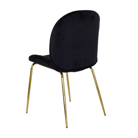 Krzesło welurowe czarne do salonu, na metalowych złotych nogach 020 