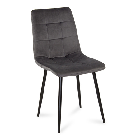 Krzesło welurowe do salonu na metalowych czarnych nogach ciemno szare 042V-DG