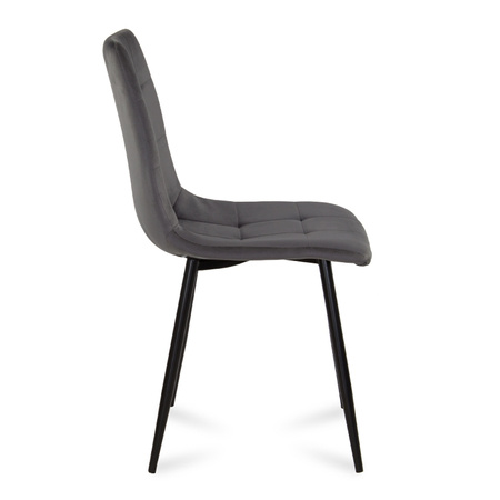 Krzesło welurowe do salonu na metalowych czarnych nogach ciemno szare 042V-DG