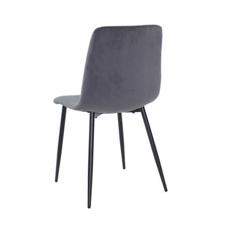 Krzesło welurowe do salonu na metalowych czarnych nogach, ciemno szare, wzór jodełka 049B-V-DG-B