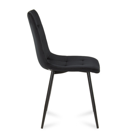 Krzesło welurowe do salonu na metalowych czarnych nogach czarne 042V-B