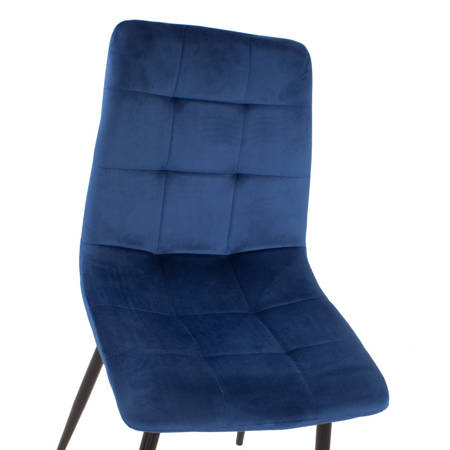 Krzesło welurowe do salonu na metalowych czarnych nogach granatowe 042V-BL