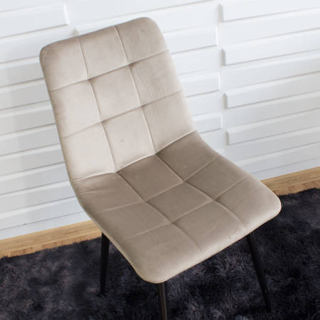 Krzesło welurowe do salonu na metalowych czarnych nogach kremowe 042V-C