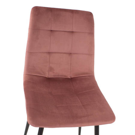 Krzesło welurowe do salonu na metalowych czarnych nogach różowe 042V-P