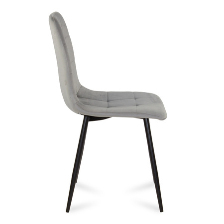 Krzesło welurowe do salonu na metalowych czarnych nogach szare 042V-G