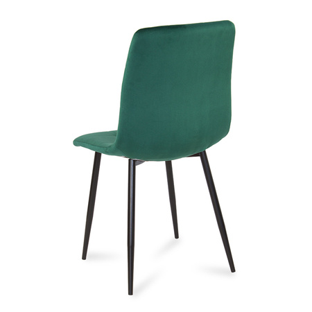 Krzesło welurowe do salonu na metalowych czarnych nogach zielone 042V-GR