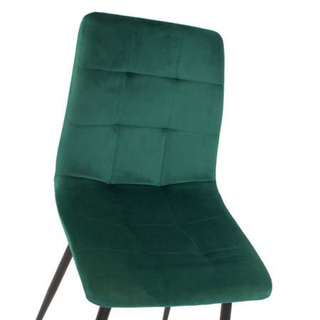 Krzesło welurowe do salonu na metalowych czarnych nogach zielone 042V-GR