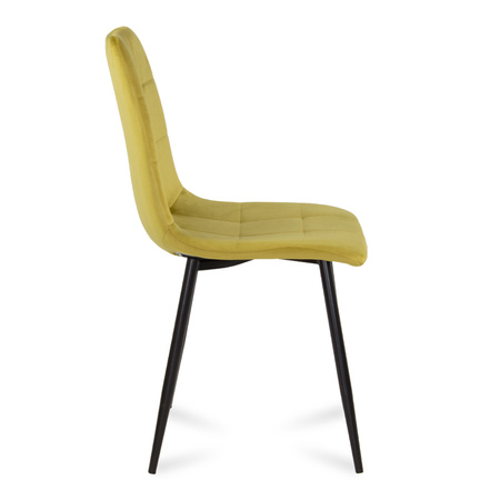 Krzesło welurowe do salonu na metalowych czarnych nogach żółte 042V-Y