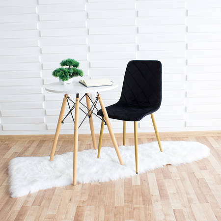 Krzesło welurowe do salonu na metalowych złotych nogach, czarne, wzór karo 049A-V-B