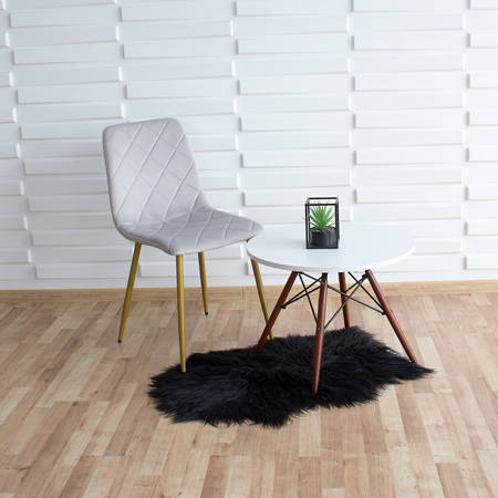 Krzesło welurowe do salonu na metalowych złotych nogach, szare, wzór karo 049A-V-G