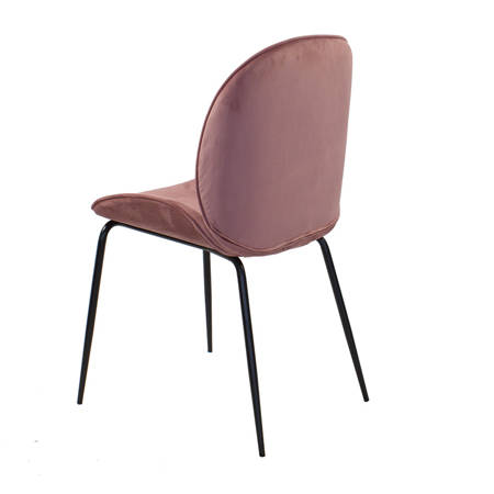 Krzesło welurowe różowe do salonu, na metalowych czarnych nogach 020 