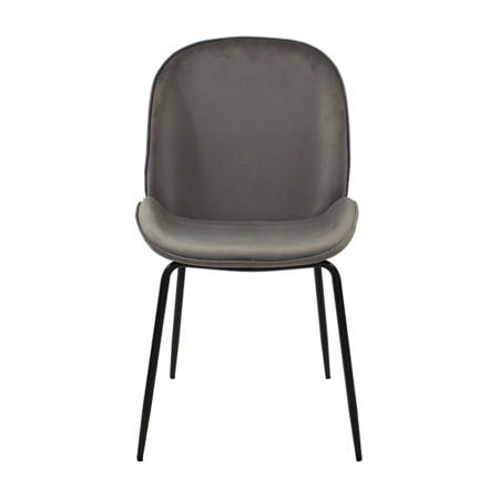 Krzesło welurowe szare do salonu, na metalowych czarnych nogach 020 