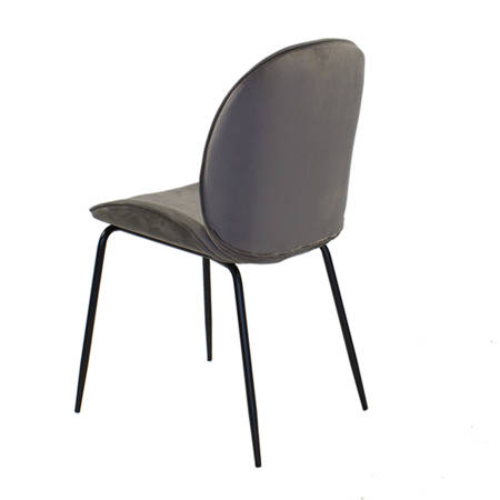 Krzesło welurowe szare do salonu, na metalowych czarnych nogach 020 