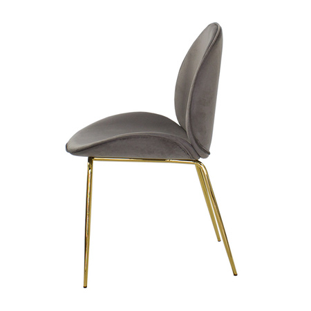 Krzesło welurowe szare do salonu, na metalowych złotych nogach 020 