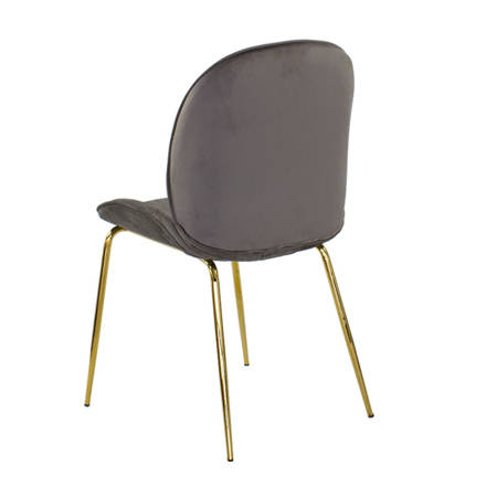 Krzesło welurowe szare do salonu, na metalowych złotych nogach 020 