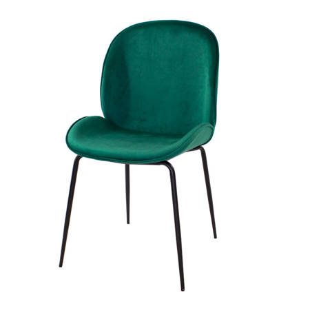 Krzesło welurowe zielone do salonu, na metalowych czarnych nogach 020 