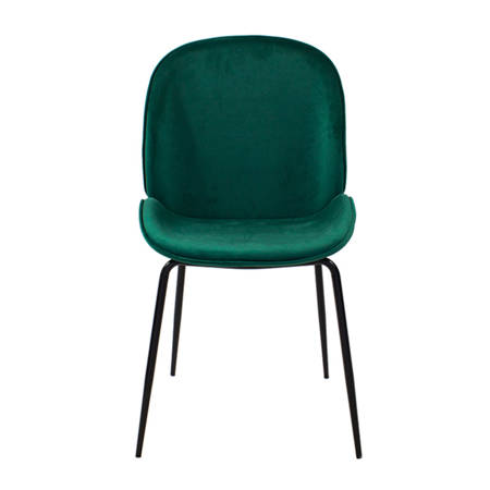 Krzesło welurowe zielone do salonu, na metalowych czarnych nogach 020 