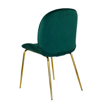 Krzesło welurowe zielone do salonu, na metalowych złotych nogach 020 