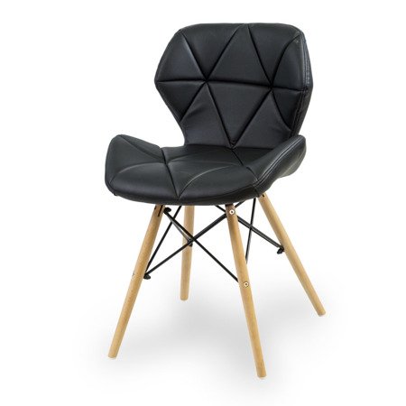 Krzesło z ekoskóry ma drewnianych nogach 024 czarne WF